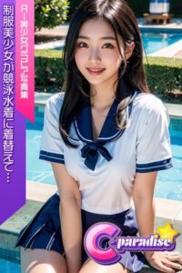 【s518ahuat00107】制服美少女が競泳水着に着替えて… AI美少女グラビア写真集【C-Paradise】