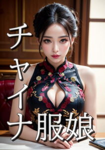 【s511ahuat00589】チャイナ服娘 華やかな襟元の装飾