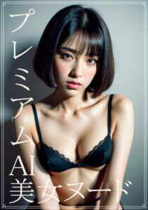 【s511ahuat00602】プレミアムAI美女ヌード ボブカット – ジェットブラック