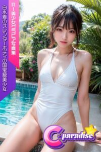 【s518ahuat00073】C-Paradise 白水着のスレンダーボディの国宝級美少女 AI美少女グラビア写真集