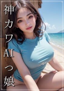 【s511ahuat00376】神カワAIっ娘 Tシャツ×海