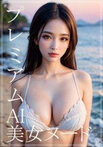 【s511ahuat00507】プレミアムAI美女ヌード 夕日が沈む隠れたビーチ