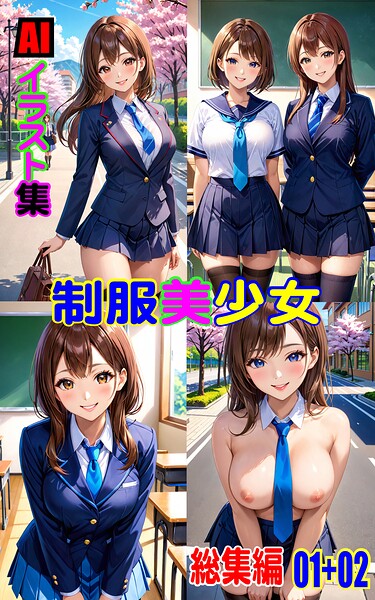 【k769aneme08603】AIイラスト集 制服美少女 総集編 01＋02