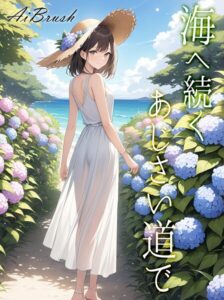 【s771aqsqh00112】海へ続くあじさい道で